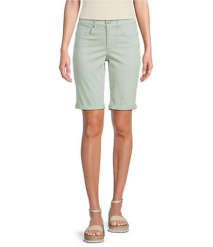 NYDJ Briella Rolled-Cuff Mid Rise Stretch Denim Bermuda Shorts