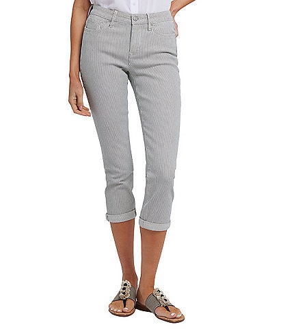 NYDJ Chloe Lift Tuck® Technology Luarca Stripe Slim Leg Cuff Capri Jeans