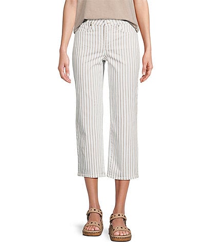 NYDJ High Rise Straight Leg Relaxed Fit Cropped Stretch Denim Jeans