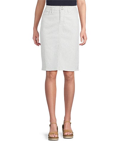 NYDJ Hollywood High Waist 4-Pocket Style Stripe A-Line Skirt