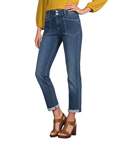 NYDJ Margot Stretch Denim Double Button Cuffed Girlfriend Jeans