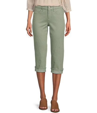 DKNY Sport Peached Poplin Ribbed Waist Convertible Cinched Cargo Capri  Pull-On Pant
