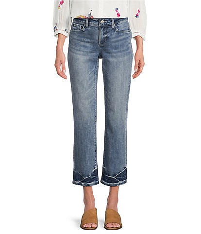 NYDJ Marilyn Mid Rise Ankle Straight Cropped Stretch Denim Jeans