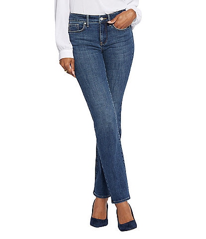 NYDJ Marilyn Straight Leg Stretch Denim Mid Rise Jeans