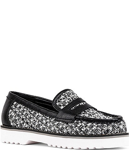 NYDJ Owens Boucle Chain Detail Tweed Loafers