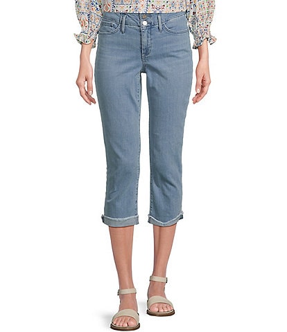 Chloe Capri Jeans In Petite With Cuffs - Dimension Blue