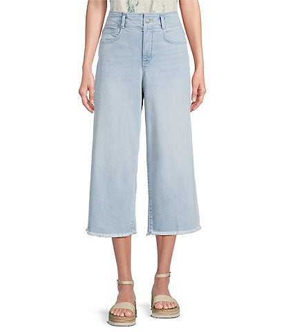 NYDJ Petite Size Brigitte High Waisted Wide Leg Capri Jeans