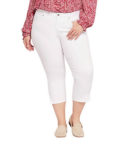NYDJ Plus Size Chloe Side Slit Hem Capri Denim Jeans
