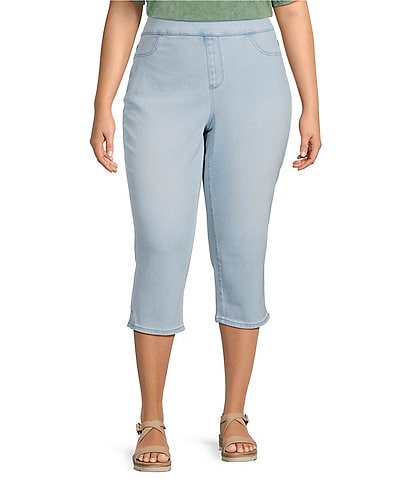 NYDJ Plus Size Dakota Mid Rise Straight Leg Crop Pull-On Jeans