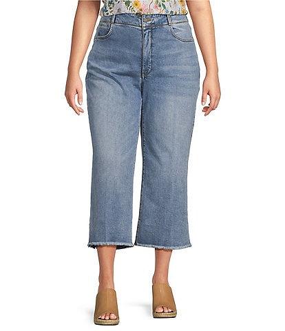 NYDJ Plus Size High Waisted Wide Leg Capri Jeans