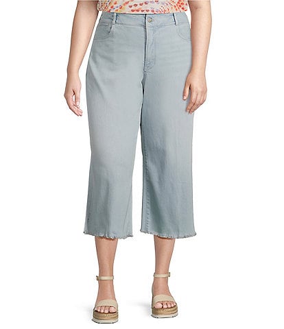 NYDJ Plus Size Brigitte High Waisted Wide Leg Capri Jeans