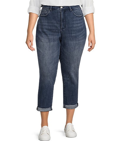 NYDJ Plus Size Margot Roll Up Hem Stretch Denim Girlfriend Jeans