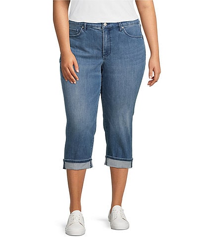 1826 Jeans Women's Plus Size Cuff Rolled Capri Bermuda Short Curvy Denim  Jean - 2899