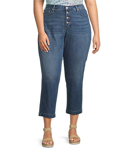 NYDJ Plus Size Relaxed Piper Button Front Crop Jeans