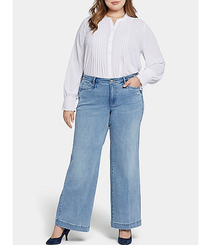 NYDJ Plus Size Teresa Stretch Wide Leg Slight Knicking Jeans