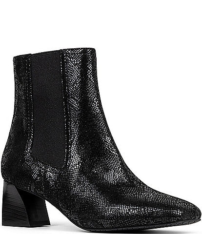 NYDJ Scooter Snake Print Leather Chelsea Dress Booties