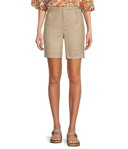 NYDJ Stretch Linen Blend High Rise Relaxed Fit Shorts