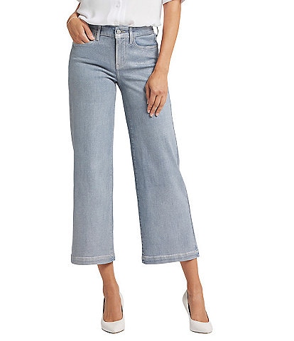 NYDJ Teresa Lift Tuck® Silver Foil Wide Leg Ankle Jeans