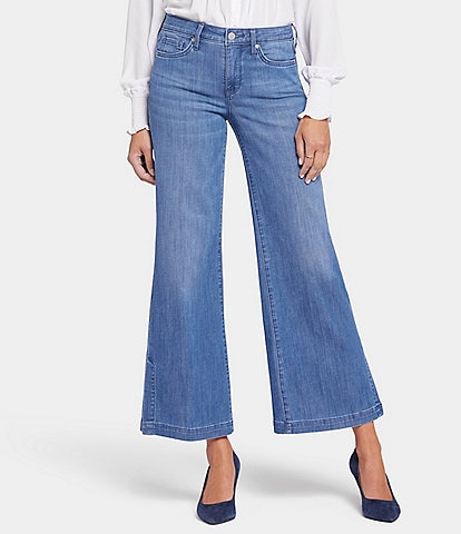 NYDJ Teresa Mid Rise Wide Leg Ankle Soft Lightweight Denim Jeans