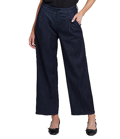 NYDJ Teresa Pleated Wide Leg High Rise Ankle Jeans