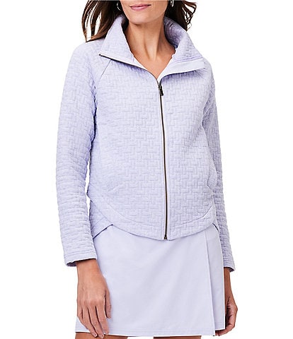 NZ ACTIVE by NIC + ZOE All Year Textured Knit Stand Collar Long Sleeve High-Low Hem Pocketed Jacket
