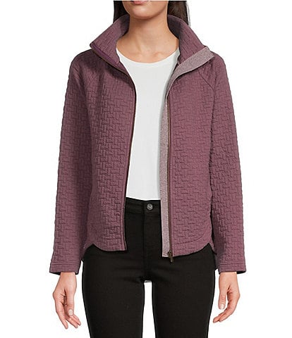 NZ ACTIVE by NIC + ZOE All Year Stretch Quilted Jacquard Stand Collar Long Sleeve Pocketed Jacket