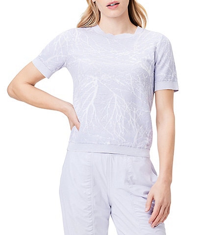 NZ ACTIVE by NIC+ZOE Knit Off The Court Marble Contrast Print Crew Neck Short Sleeve Tee