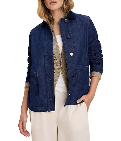nz by NIC + ZOE Denim Point Collar Button-Front Trucker Jacket