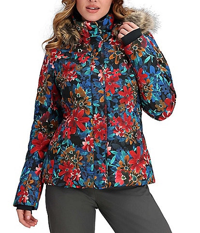 Obermeyer Tuscany II Alpine Meadow Print HydroBlock® Long Sleeve Faux Fur Trim Hooded Jacket
