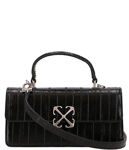 Off-White Jitney East West Croc Top Handle Crossbody Bag