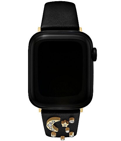 Olivia Burton Gold & Black Celestial Leather Apple Watch Strap