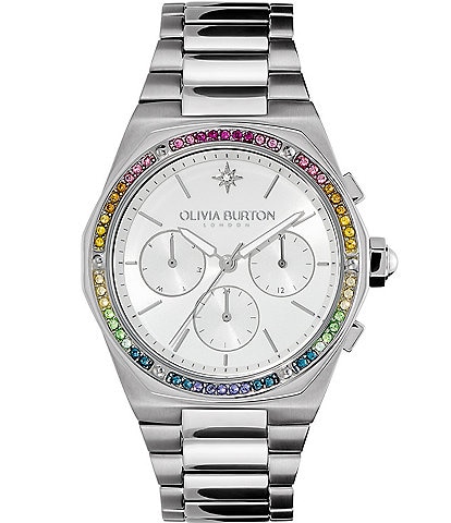 Olivia Burton Hexa Multifuction Rainbow & Stainless Steel Bracelet Watch
