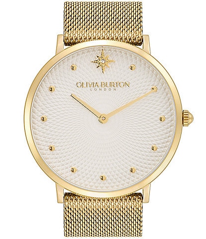 Olivia Burton Women's Celestial Quartz Analog Gold Stainless Steel Mesh Bracelet Watch