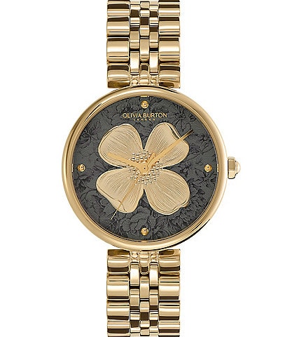 Olivia Burton Women's Dogwood T-Bar Black & Gold Bracelet Watch