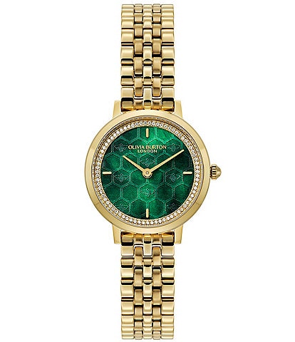 Olivia Burton Women's Honeycomb Ultra Slim Quartz Analog Gold Tone Stainless Steel Bracelet Watch