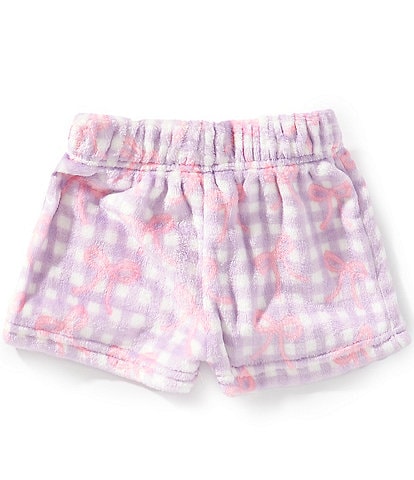 Omg! Accessories Big Girls Gingham Bow Printed Cozy Shorts