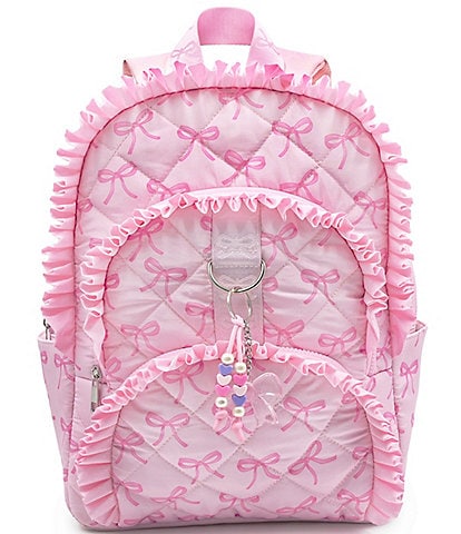 Omg! Accessories Bow Printed Ruffled Quilted Large Backpack