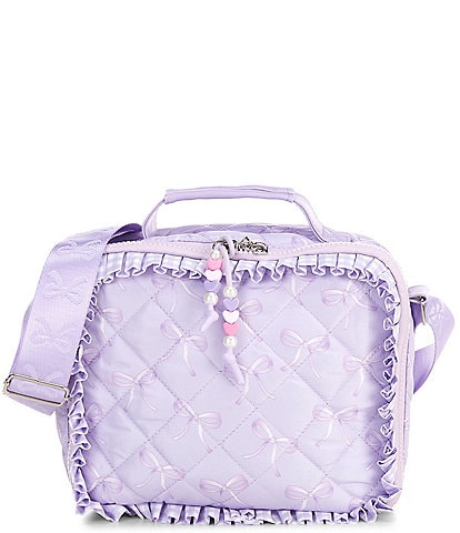 Omg! Accessories Quilted Bow Print Ruffle Detail Lunch Bag
