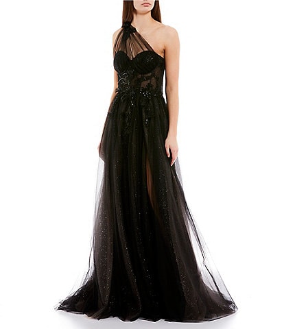 one shoulder black dress Women s Formal Dresses Evening Gowns