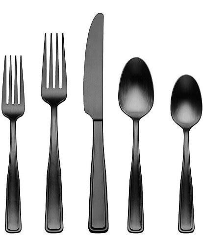 Oneida Reid Vintage Black Tumbled 20 Piece Flatware Set