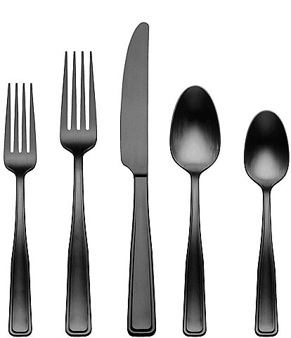 Oneida Reid Vintage Black Tumbled 20 Piece Flatware Set