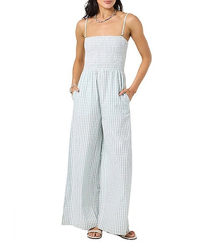 O'Neill Ayana Seersucker Sleeveless Jumpsuit