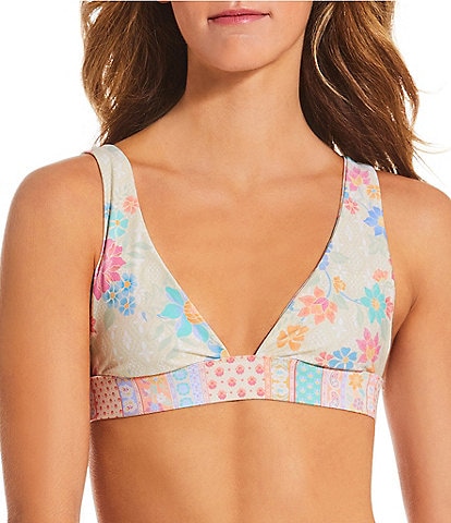  Bali Floral Cancun Reversible Print Fixed Triangle Swim Top