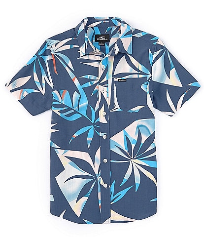 O'Neill Big Boys 8-20 Oasis Tropical Leaf Eco Print Short Sleeve Button-Up Shirt