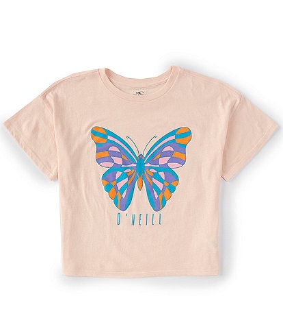 O'Neill Big Girls 7-16 Oversized Boxy Short Sleeve Lucky Butterfly Tee