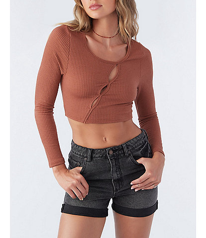 O'Neill Emery Long Sleeve Front Cut-Out Crop Top