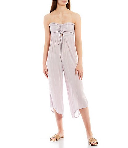 O'Neill Hadley Strapless Side Slit Cropped Jumpsuit