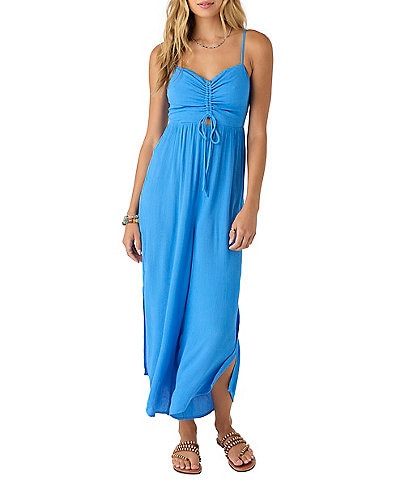 O'Neill Keiko Side Slit Wide Leg Smocked Back Jumpsuit
