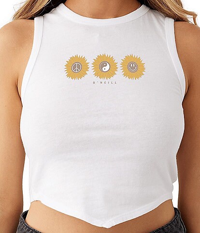 O'Neill Like Totally Crew Neck Crop Graphic Tank Top