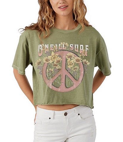 O'Neill Oversized Peace Flower Crop Graphic T-Shirt
